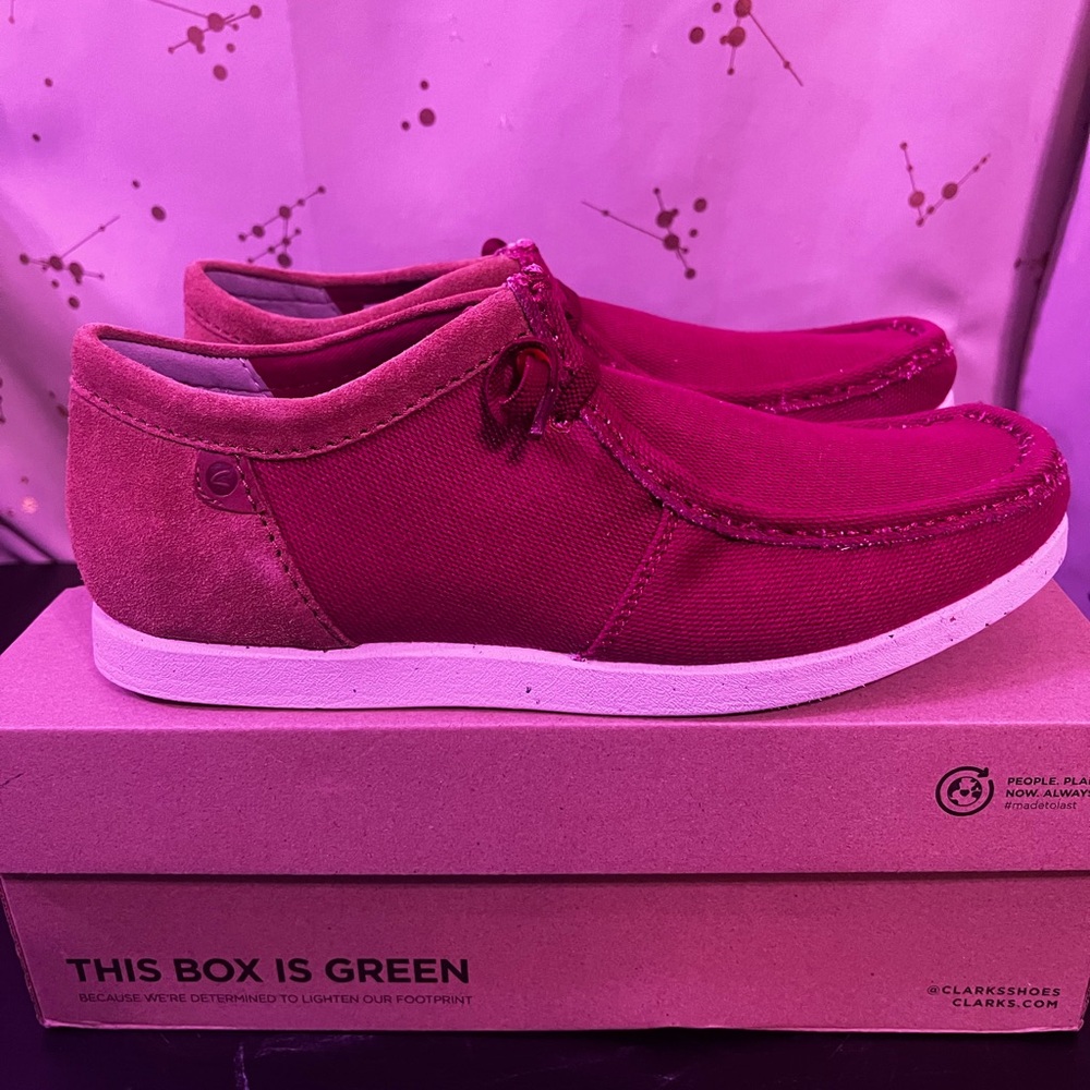 Clarks Red Suede Shoes